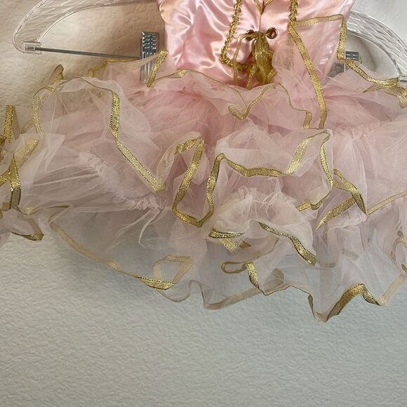 Christmas girls snowflake printed dance dress sequin | pink | size Small - Picture 4 of 7